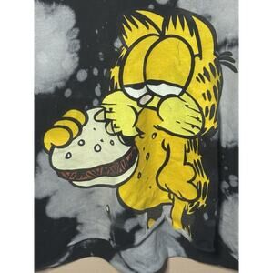 Garfield Black Tye Dye T Shirt Cropped Medium Long Sleeve